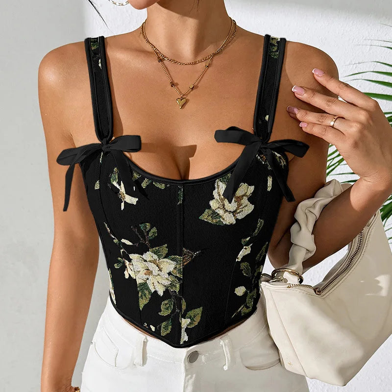 Printed Floral Bustier Top