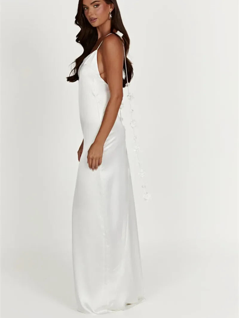 Sleeveless Hollow Floral Maxi Dress - Piña Colada