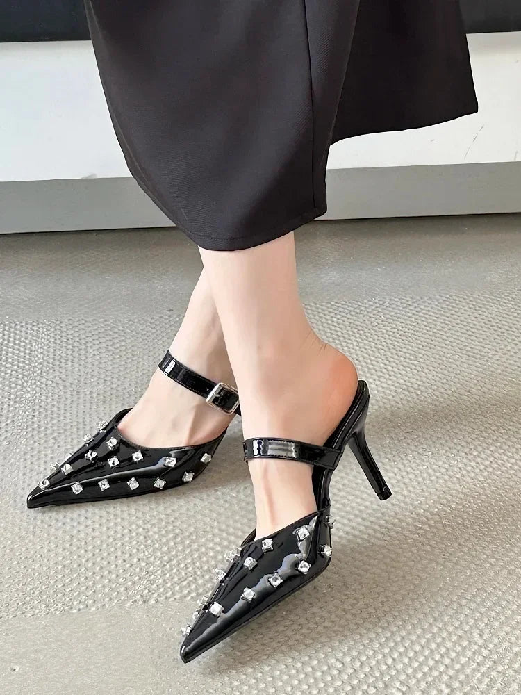 Crystal Diamond Buckle Pointed Toe - Piña Colada
