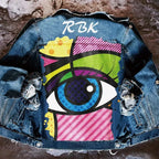 Denim Jacket With Eyes - Piña Colada