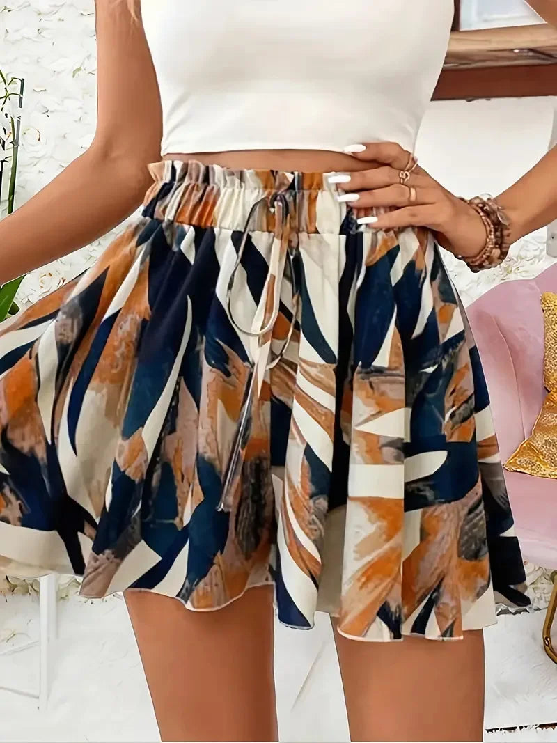 Beach Shorts Ruffles High Waist - Piña Colada