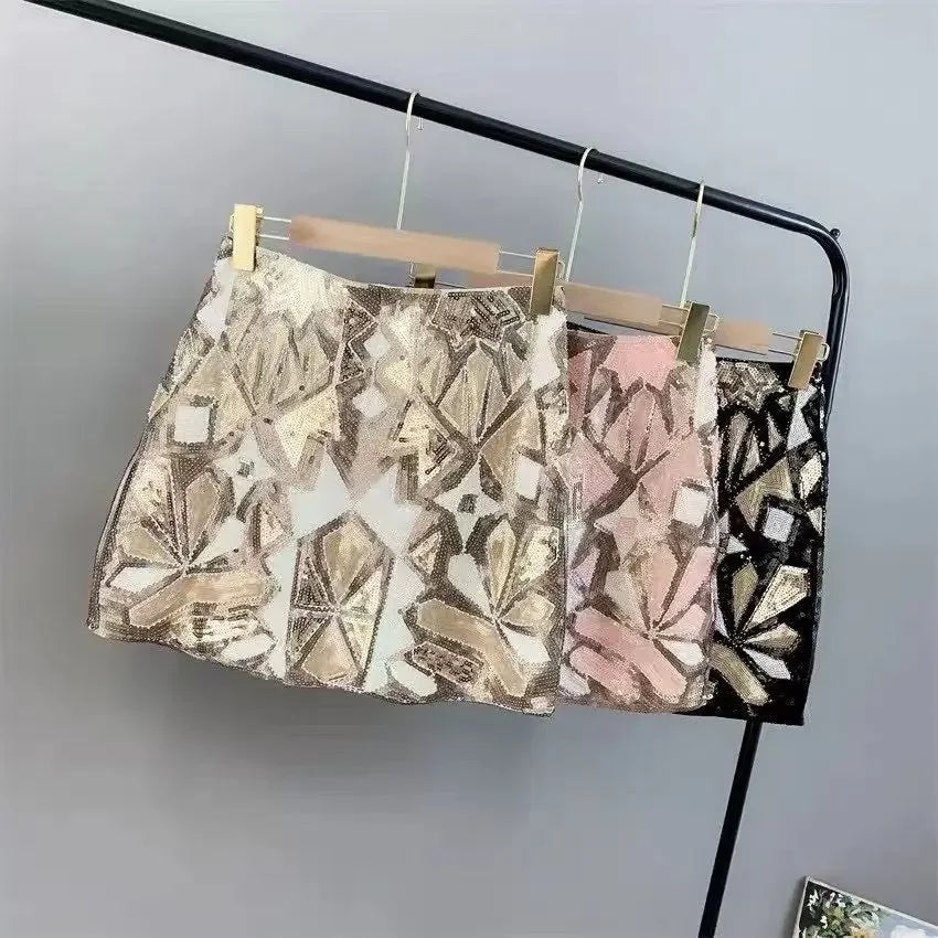 Beaded Sequin Pencil Skirt - Piña Colada