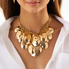SClassic Gold Color Sequin Long Tassel Necklace - Piña Colada