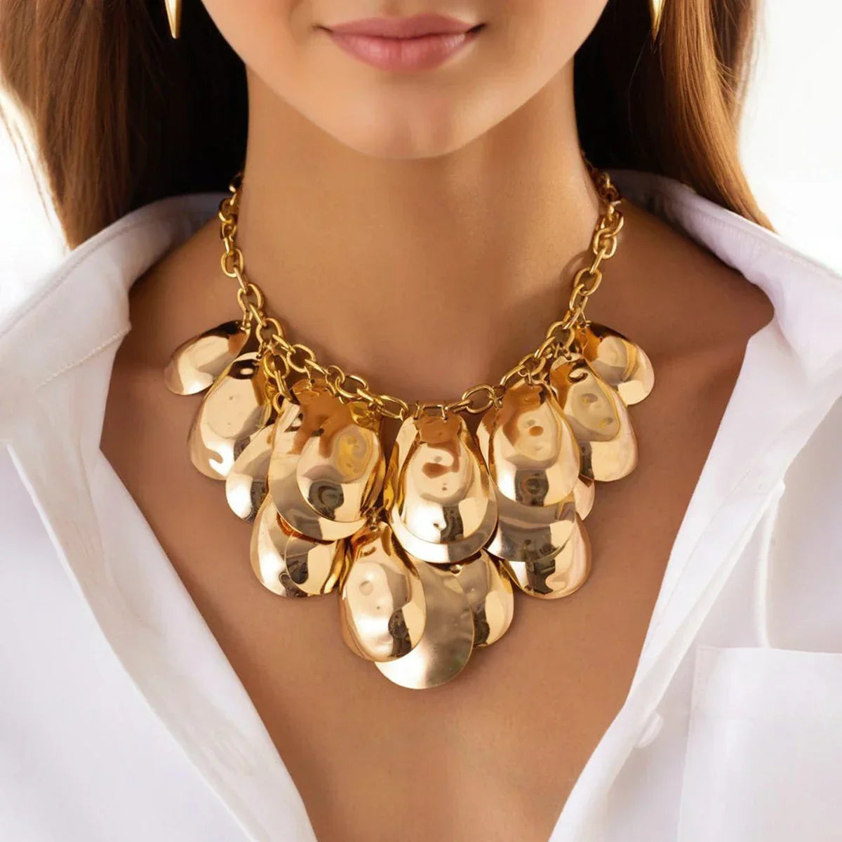 SClassic Gold Color Sequin Long Tassel Necklace - Piña Colada