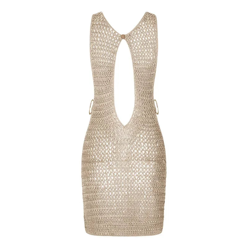 One Neck Cut Out Circle Beach Mini Dress - Piña Colada