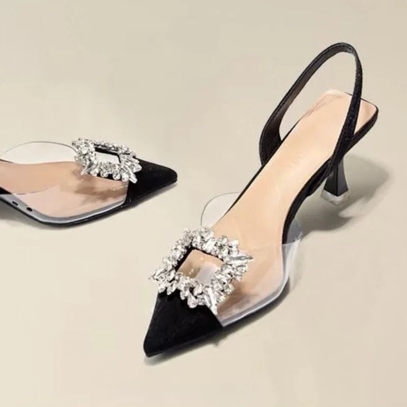 Crystal Transparent Heels - Piña Colada
