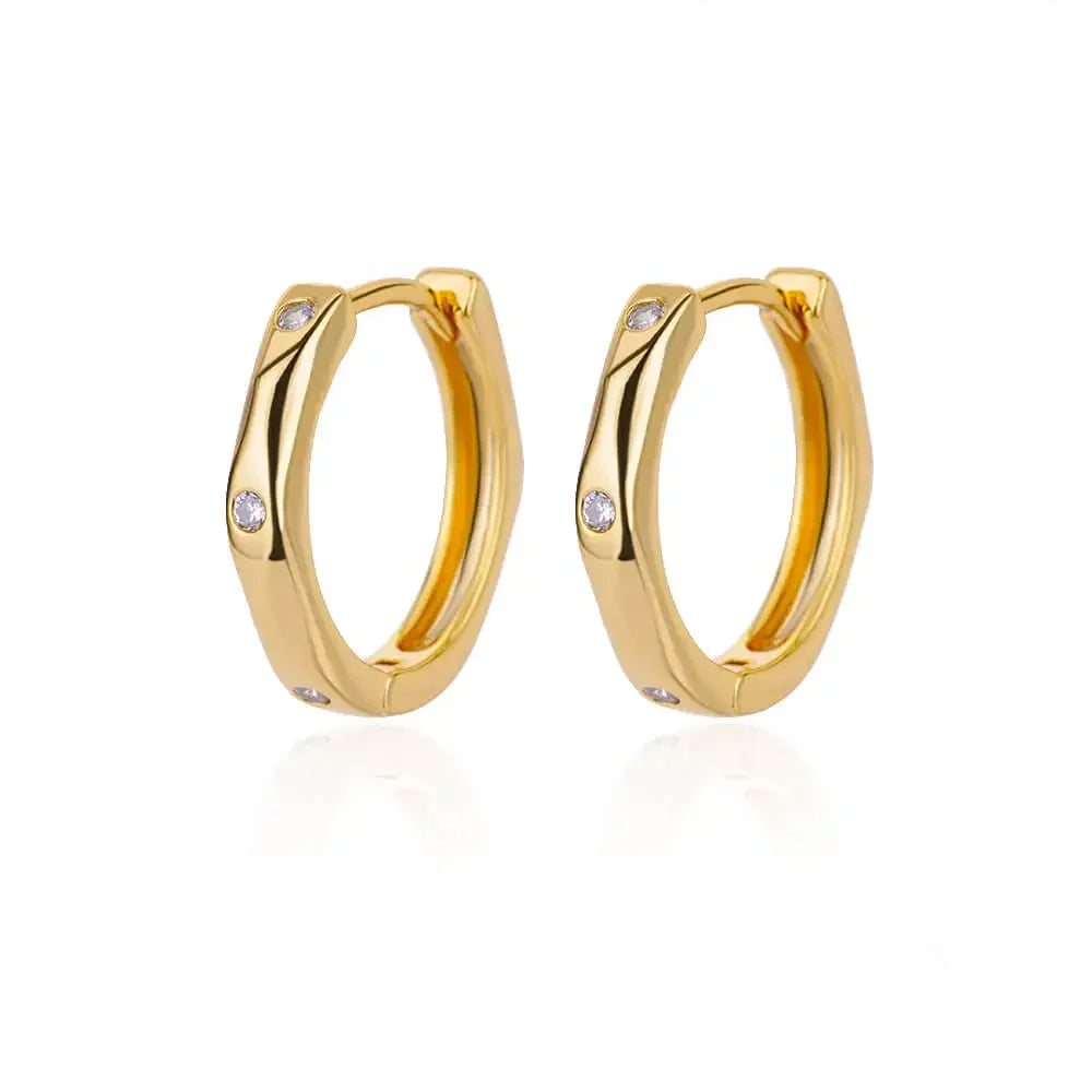 Zircon Polygon Earrings For Women Stainless Steel Geometric - Piña Colada