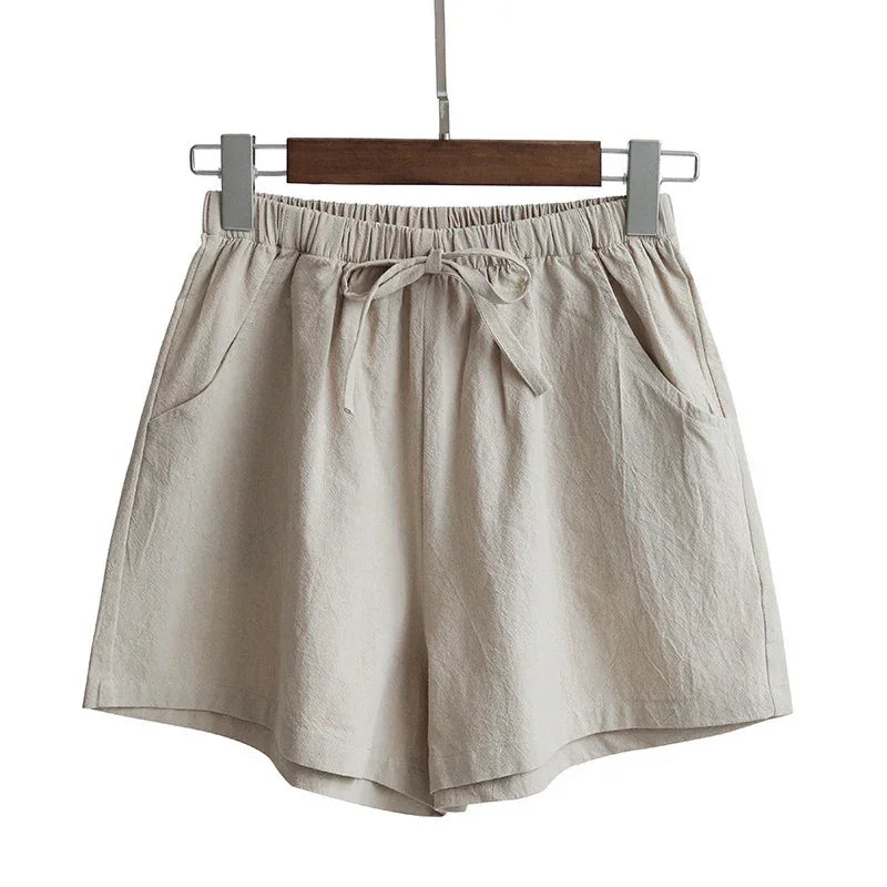 Summer Women Cotton Linen Shorts - Piña Colada