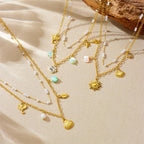Stainless Steel Pearl Necklace - Piña Colada