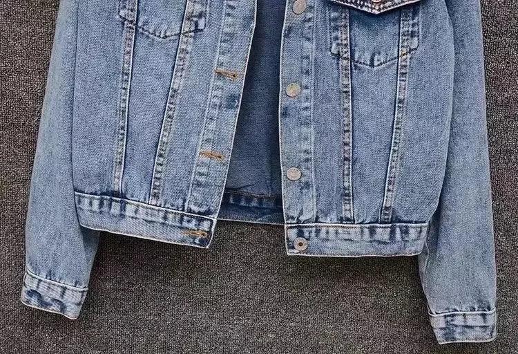Pearl Beaded Denim Jacket - Piña Colada