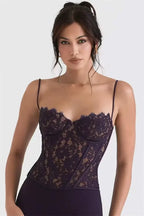 Exotic Lace Tube Top – Black & White Fishbone Pattern - Piña Colada