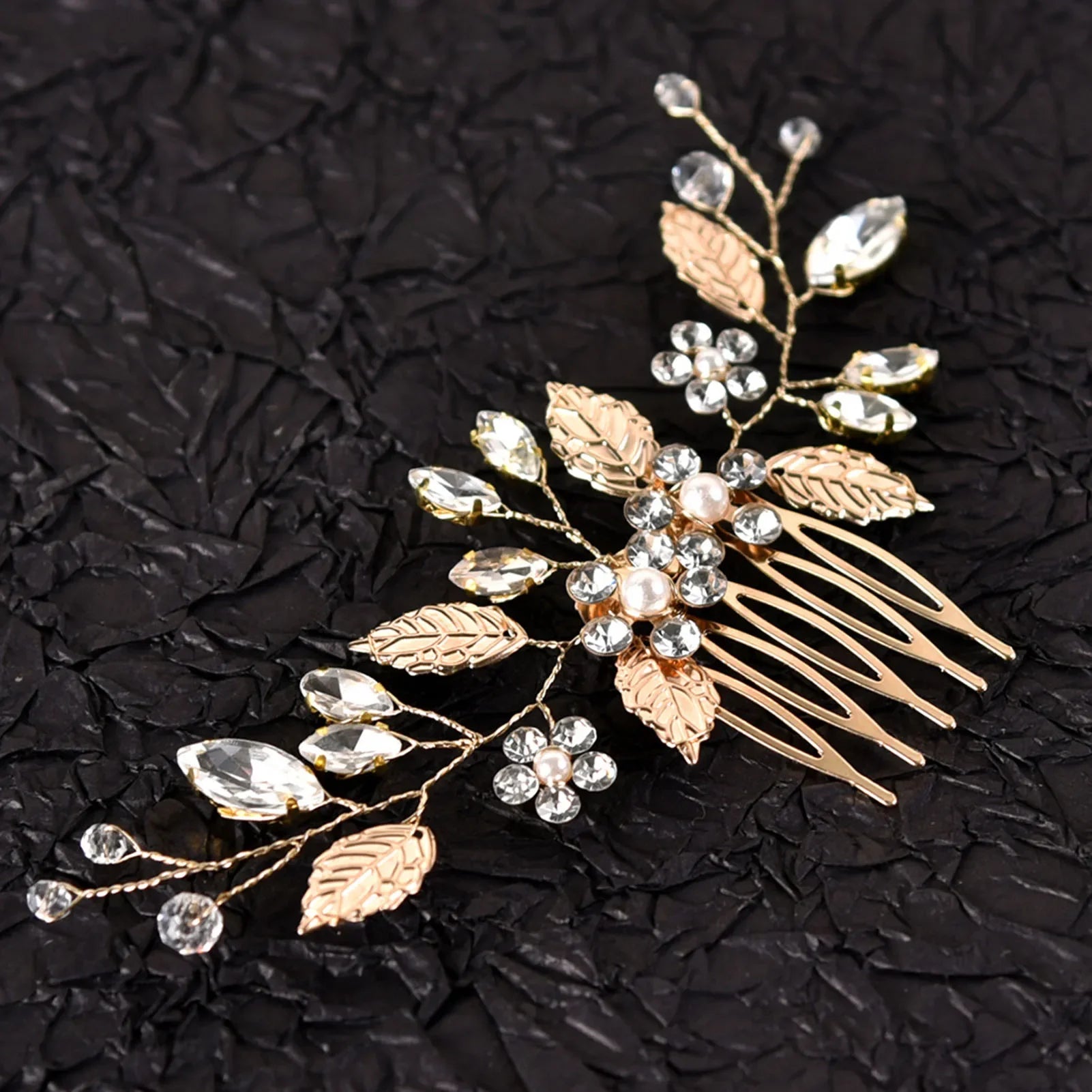 Crystal Pearl Hair Comb Clip - Piña Colada