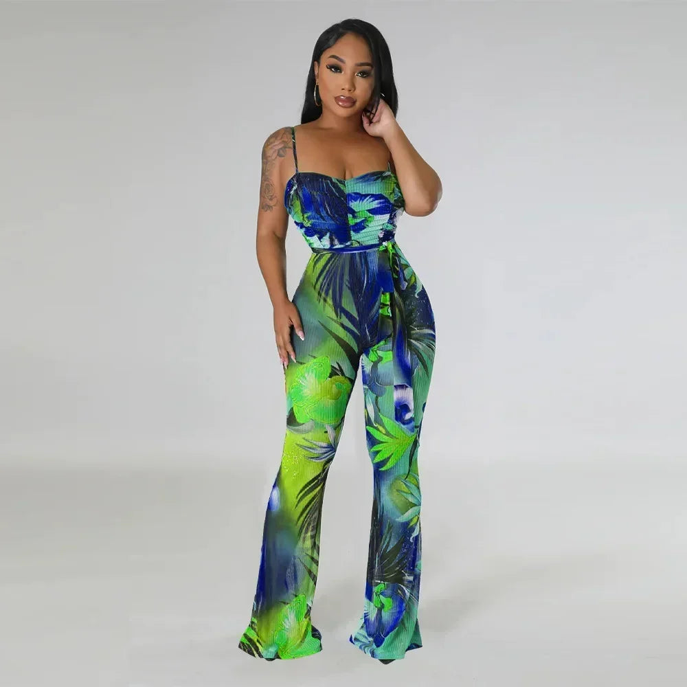 Floral Bodycon Jumpsuit - Piña Colada