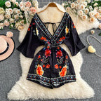 Lace-up Deep V-neck Jumpsuit Women's Summer - Piña Colada