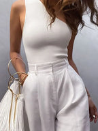 Backless Stretch Tank Top – Sleek Club Style - Piña Colada