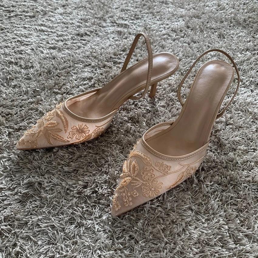 Mesh Embroidered Fashion Shoes - Piña Colada