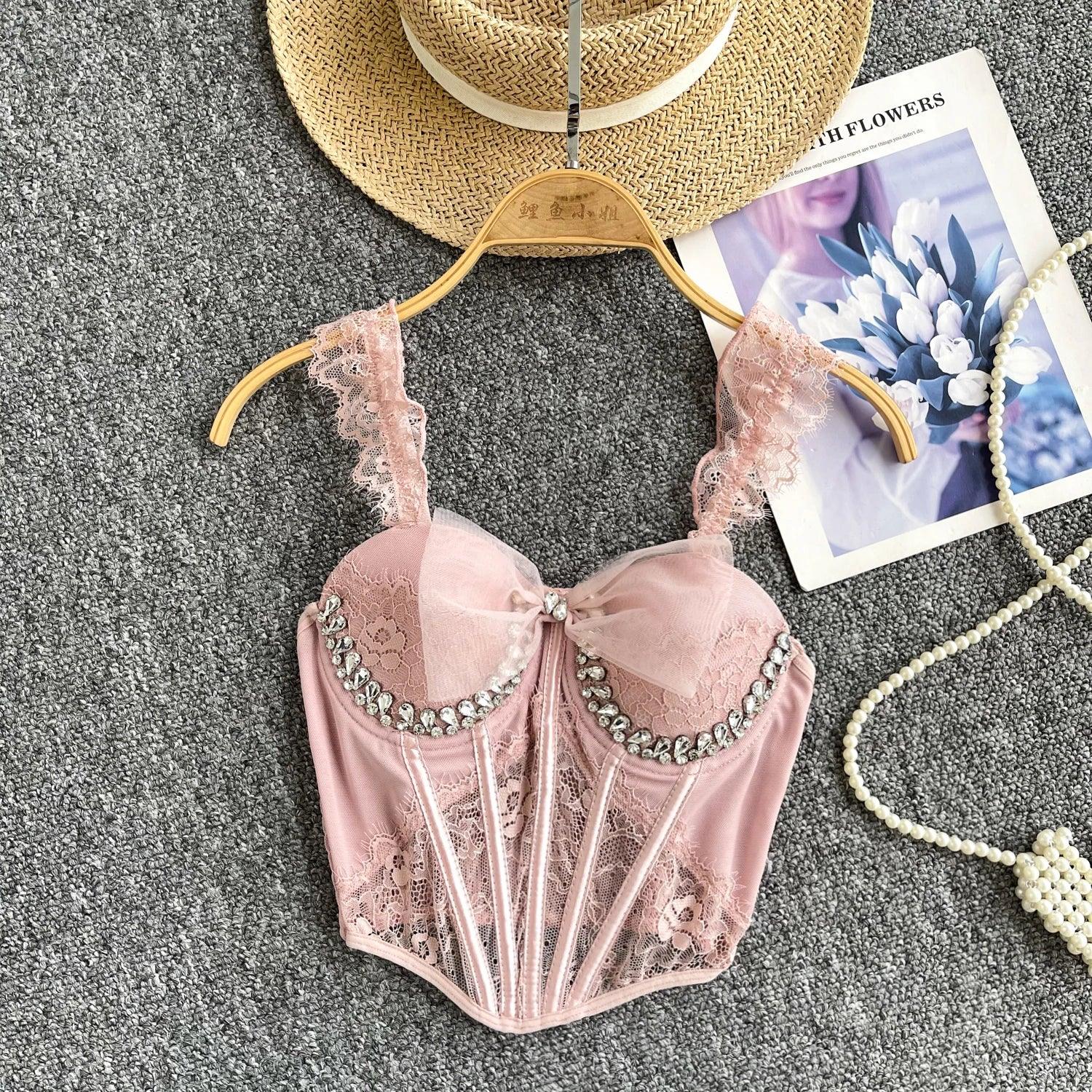 Tank Top Diamond Lace Mesh - Piña Colada
