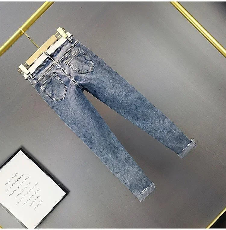European Sequin High-Waist Skinny Jeans - Piña Colada