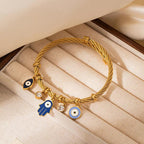 Colorful Eyes & Heart Drip Oil Pendant Bracelet - Piña Colada