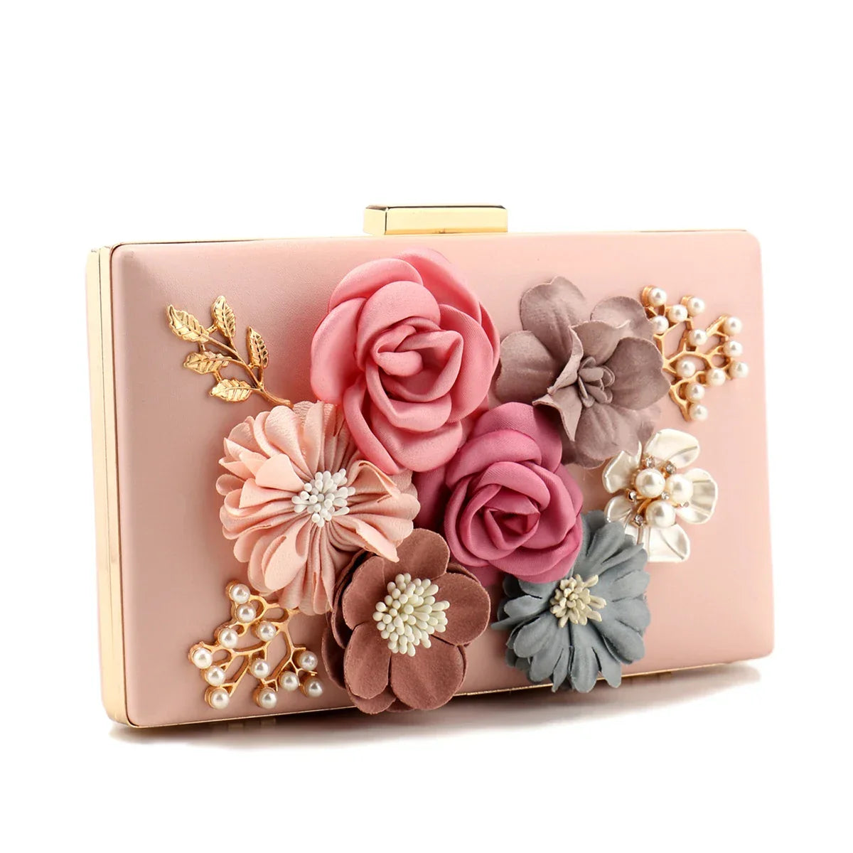 Floral Beaded Pearl Clutch - Piña Colada