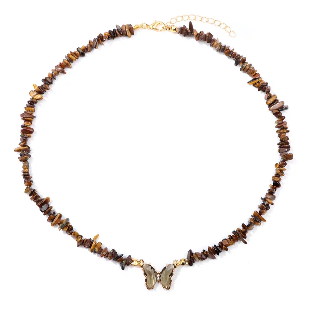 Butterfly Crystal Necklace - Piña Colada