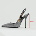 Satin Slingback Heels – Elegant 9.6cm Pointed Toe Pumps - Piña Colada
