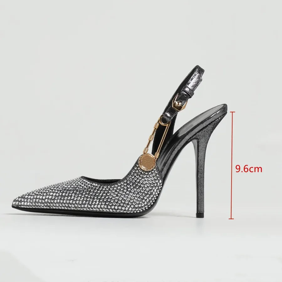 Satin Slingback Heels – Elegant 9.6cm Pointed Toe Pumps - Piña Colada