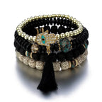 Bohemian Evil Eye Tassel Bracelet Set - Piña Colada