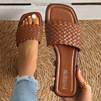 Everyday Essential Flat Sandals – Minimalist PU Slip-Ons - Piña Colada