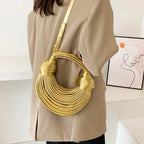 Gold Knotted Noodle Shoulder Bag – Luxury PU Hobo Clutch - Piña Colada