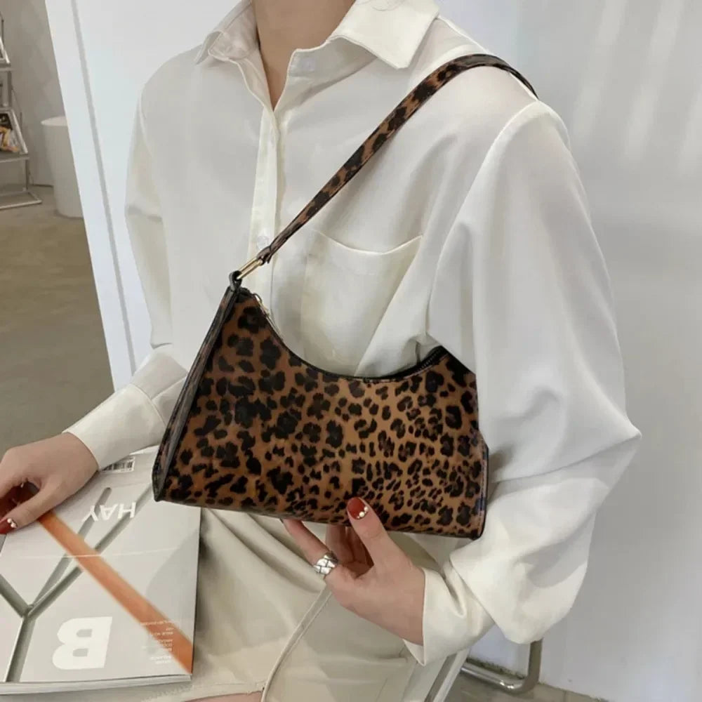 PU Leather Leopard Armpit Purse Bag - Piña Colada