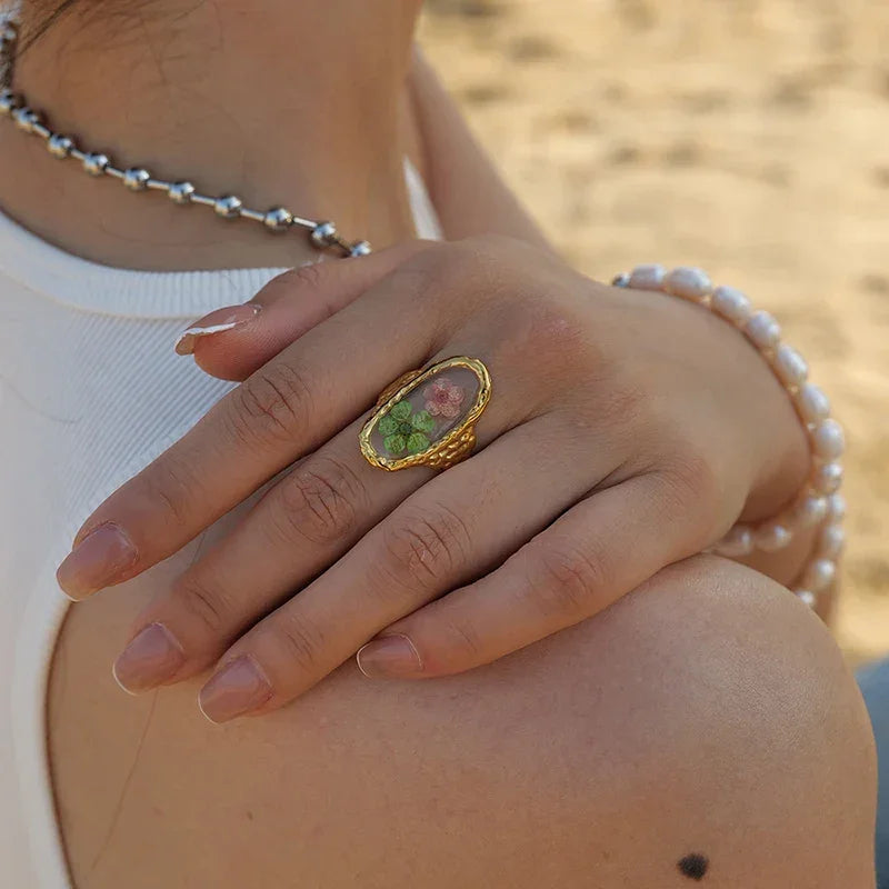 18k Gold Plated Minimalist Ring - Piña Colada