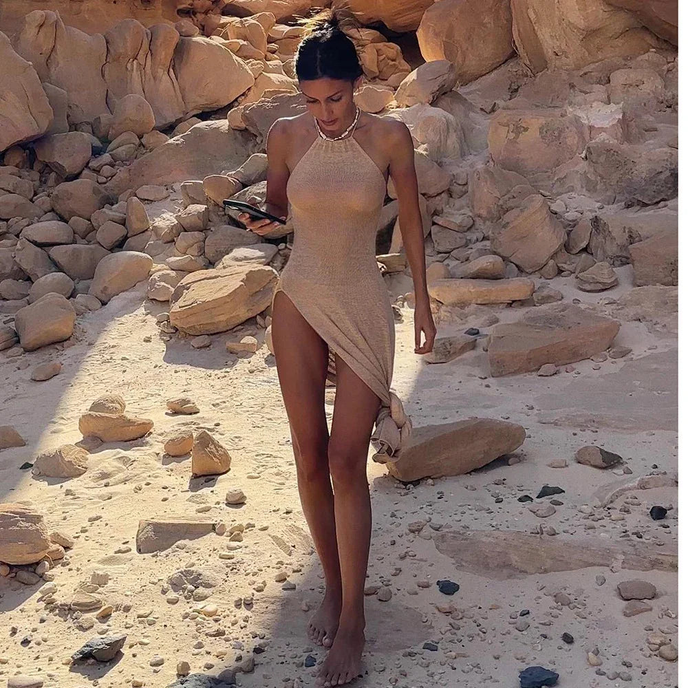 Knitted Cover Up Beach Dress Sexy - Piña Colada