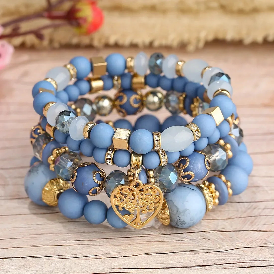 Boho Acrylic Beads Bracelet Set - Piña Colada