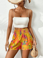 Tropical Floral Print Shorts - Piña Colada