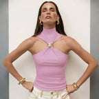 Fashion Metal Ring Tank Top - Piña Colada