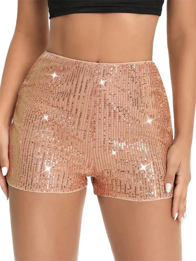 Women’s Sparkly Sequin Party Shorts - Piña Colada