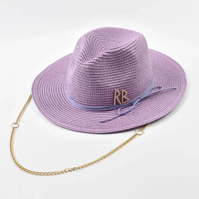 Metal RB Letter Straw Hats - Piña Colada