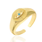Hollowed out Evil Eye Ring - Piña Colada