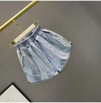High Waist Loose Fit Denim Shorts - Piña Colada