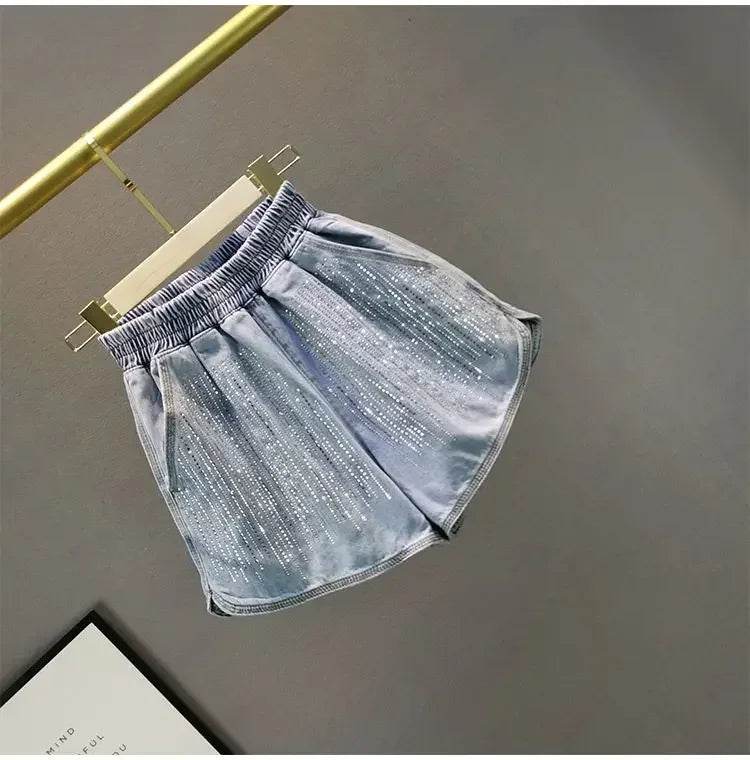 High Waist Loose Fit Denim Shorts - Piña Colada