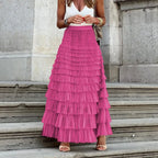 Long Skirt Tulle High Waist Pleated - Piña Colada