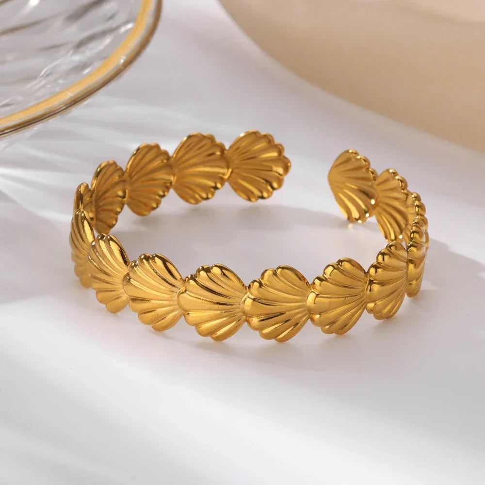 Stainless Steel Wide Bangles - Piña Colada