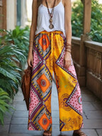 Floral Print Bohemian Wide Leg Pant - Piña Colada