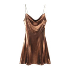 Mini Dress Women Metallic Draped - Piña Colada