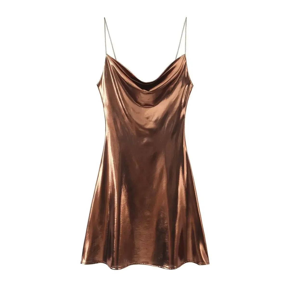 Mini Dress Women Metallic Draped - Piña Colada