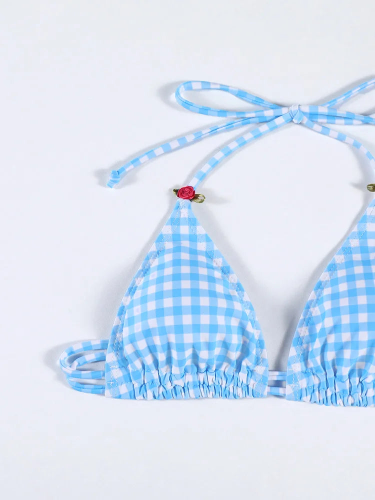 Floral Print Bordered Bikini Set