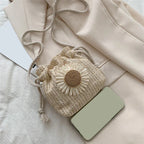 Straw Bag Handbag Knit Flower - Piña Colada