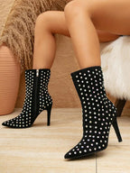 Pointed Toe Ankle Boots – High Heels with Zipper Closure - Piña Colada
