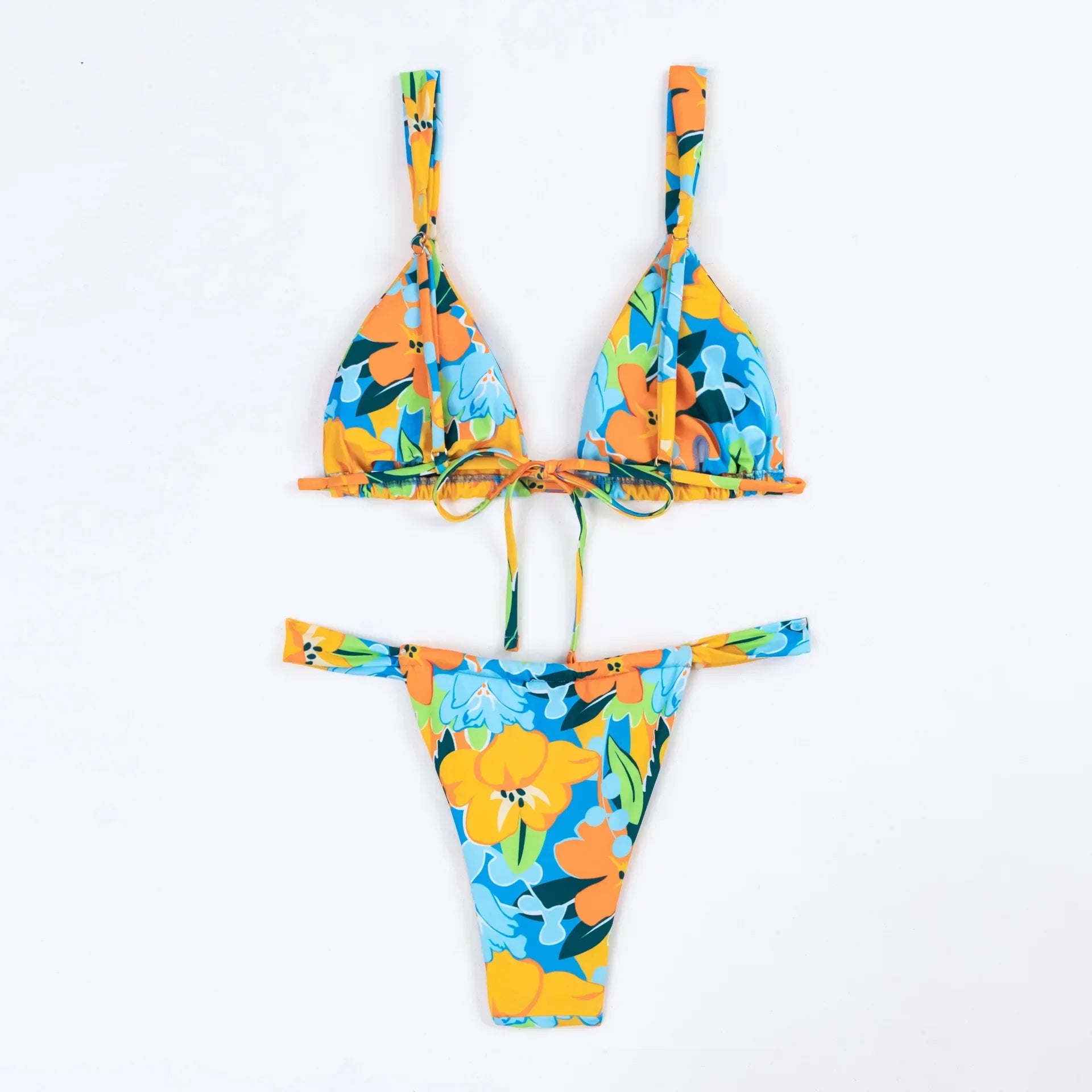 2025 Sexy Yellow Floral Bikini Set – Brazilian Thong Swimsuit - Piña Colada